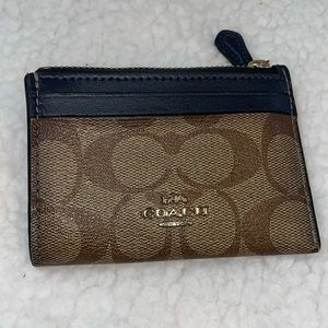 Coach 88208 Mini Skinny ID Case in Signature Canvas, IM/Khaki Navy